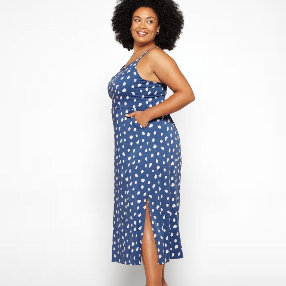 41 Hawthorn Blue Polka Dot Midi Dress Size 1x Nwt - Picture 3 of 4